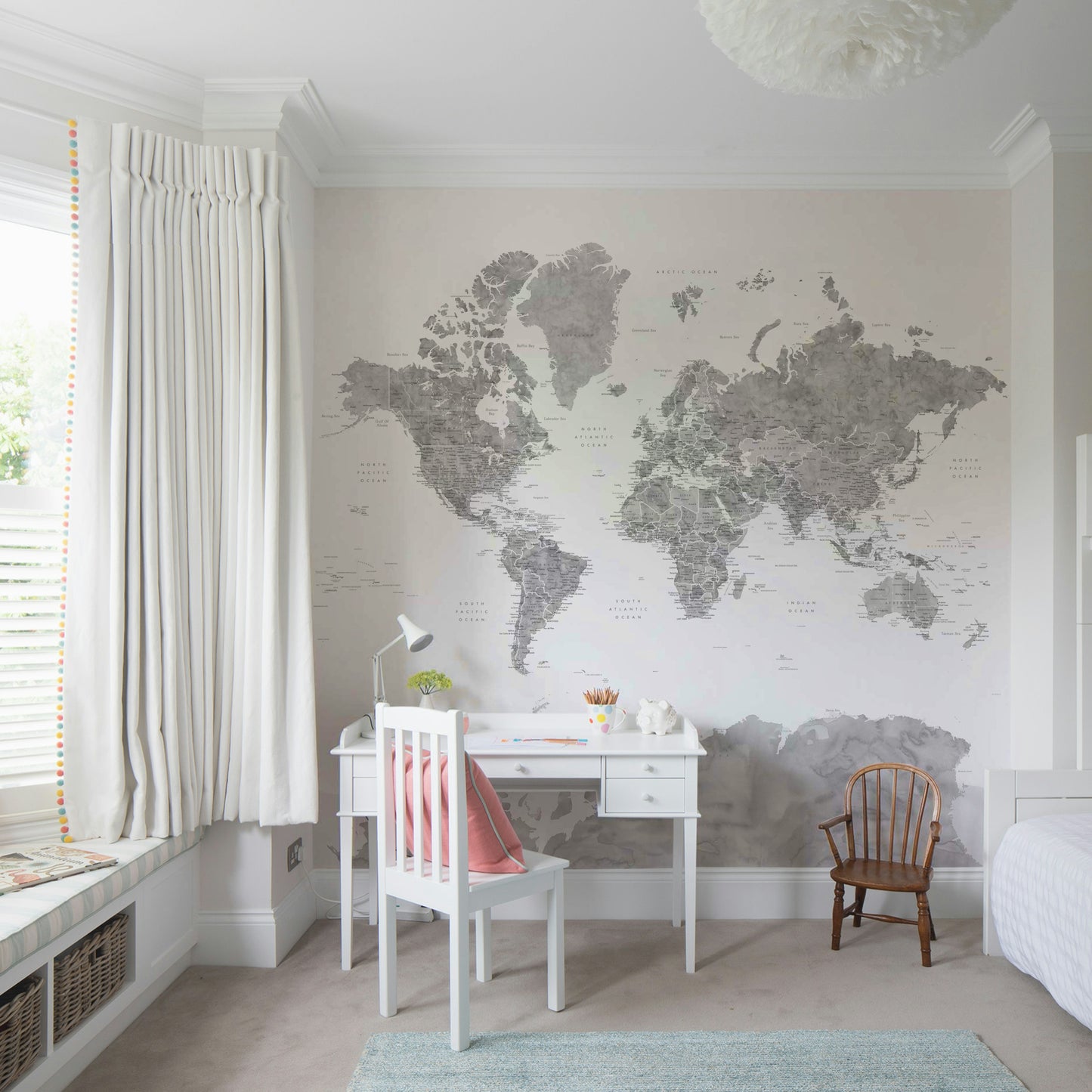 Gray Watercolor World Map Wallpaper