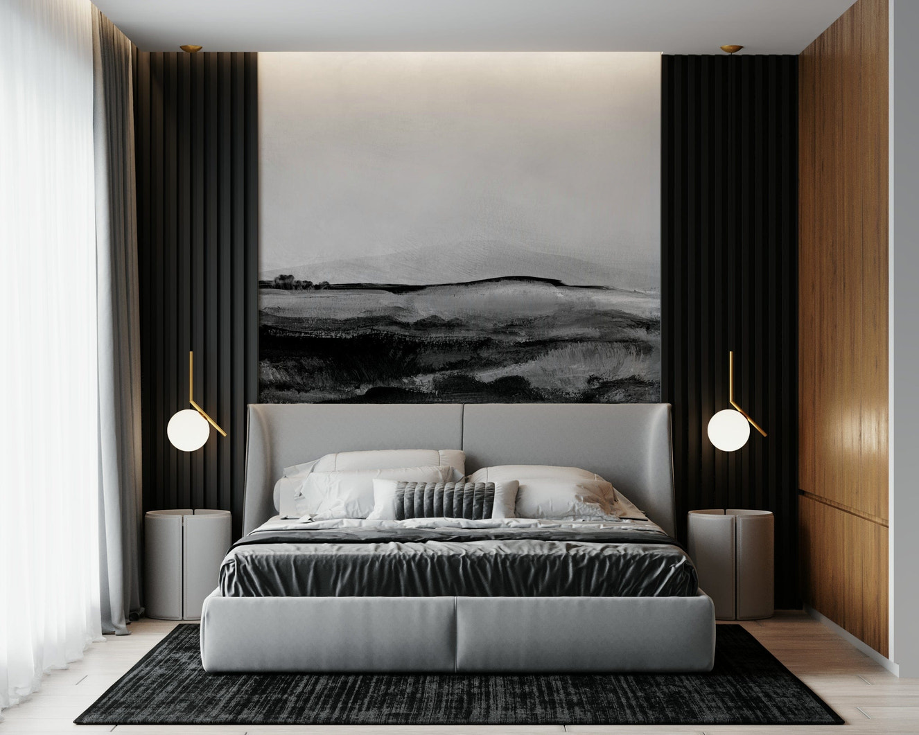 Grayscale Hills Wall Mural -2492353