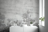 Elegant lotus blossom wallpaper in grayscale
