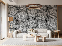 Grayscale Succulent Array Wall Mural