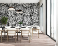 Grayscale Succulent Array Wall Mural