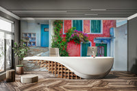 A serene historic village wall mural for your decor.

