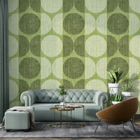 A graceful subtle circle wall mural in cool, elegant tones.

