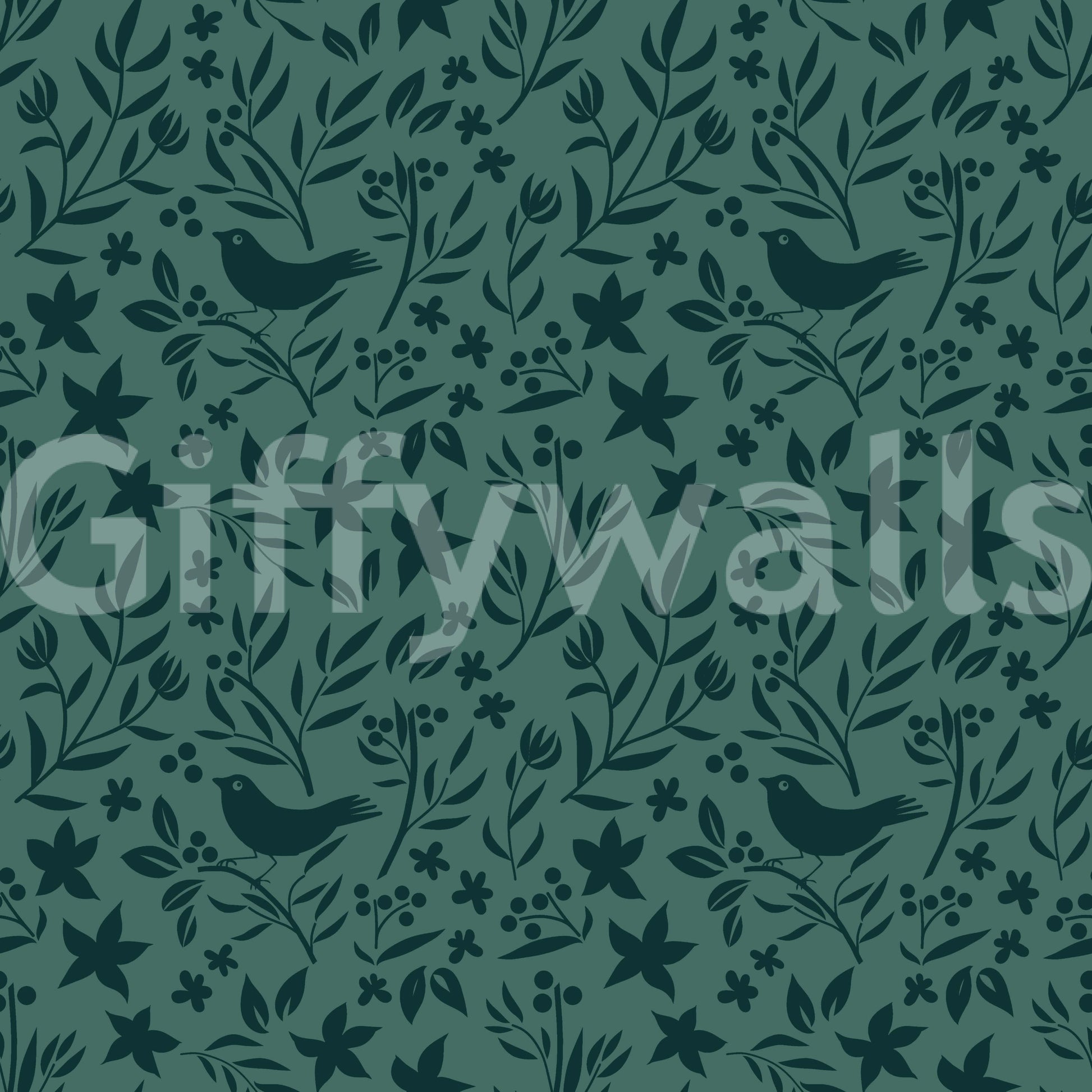 Charming Green Scandinavian design with decorative bird details.