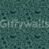 Charming Green Scandinavian design with decorative bird details.