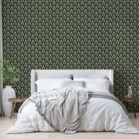 Bold green chunky plant wallpaper with jewel jungle accents

