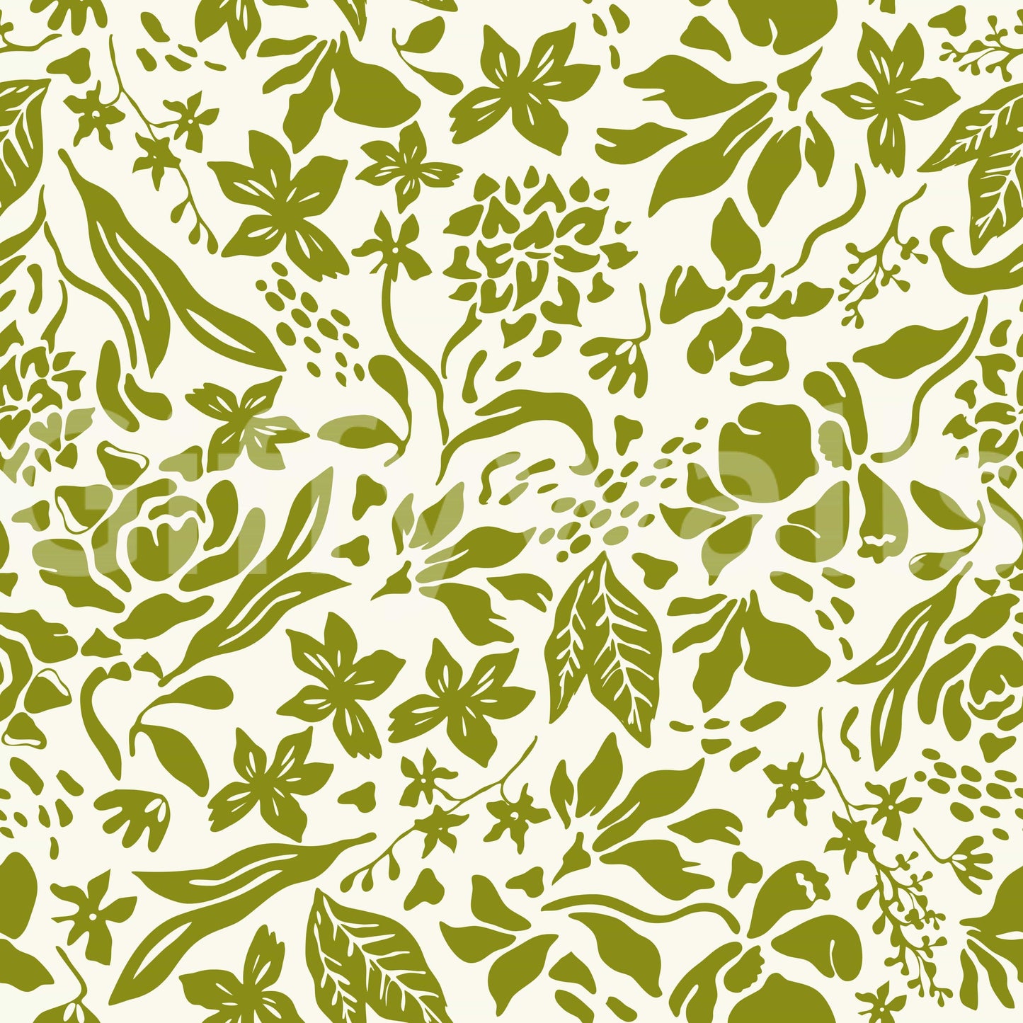 A seamless pattern of bold flowers on a wall

