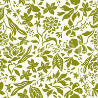 A seamless pattern of bold flowers on a wall

