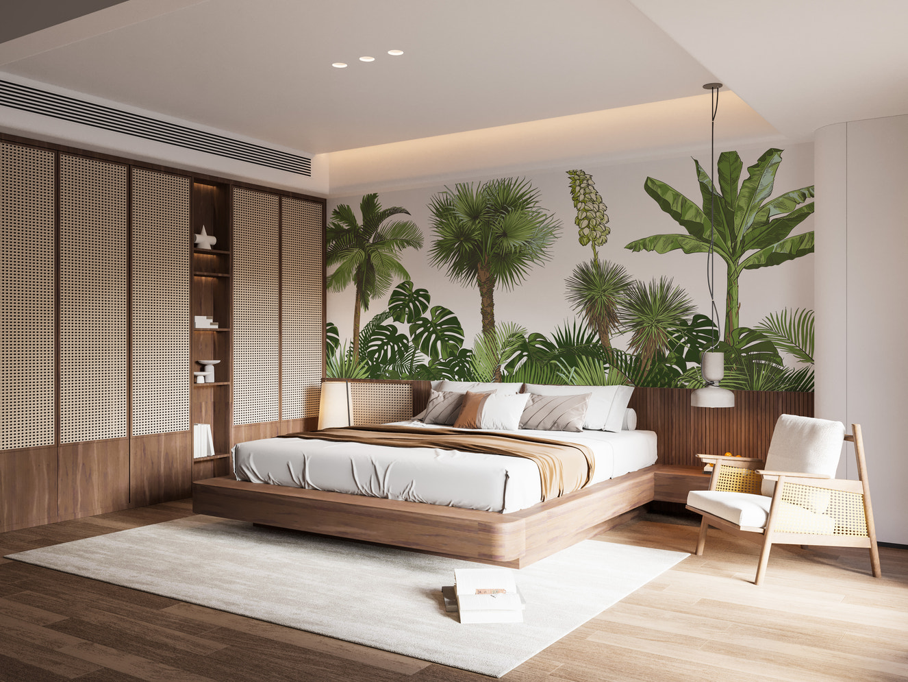 Lush green forest palm tree wallpaper murals

