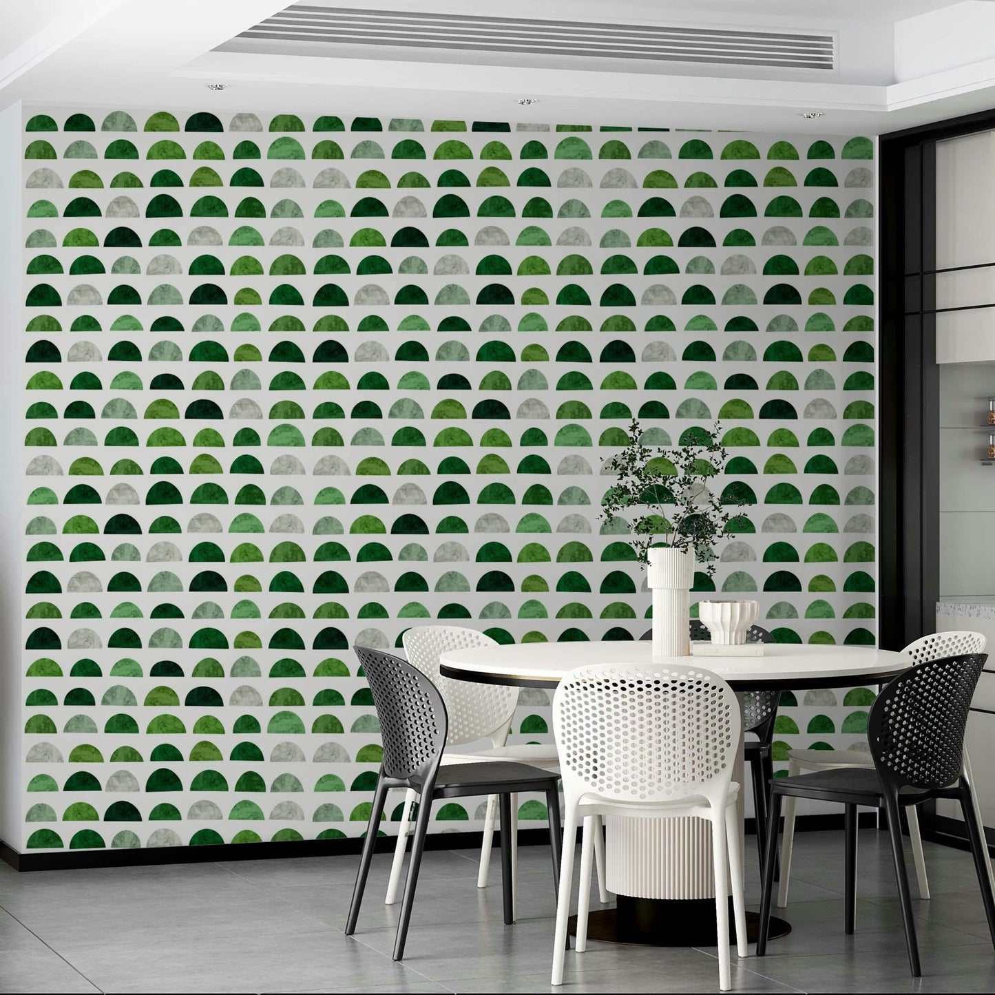 The style is geometric and has a peaceful, contemporary feel.

