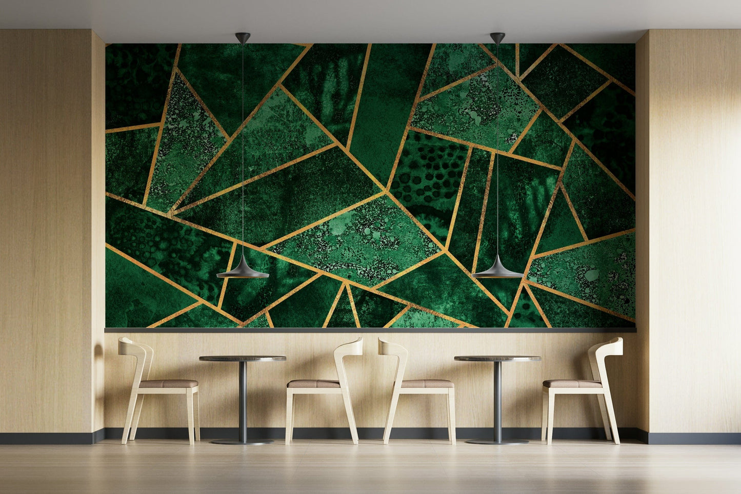A serene abstract gold wall mural for your decor.

