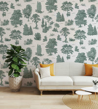 The colors are gentle and lush, with a natural, green and gray palette.

