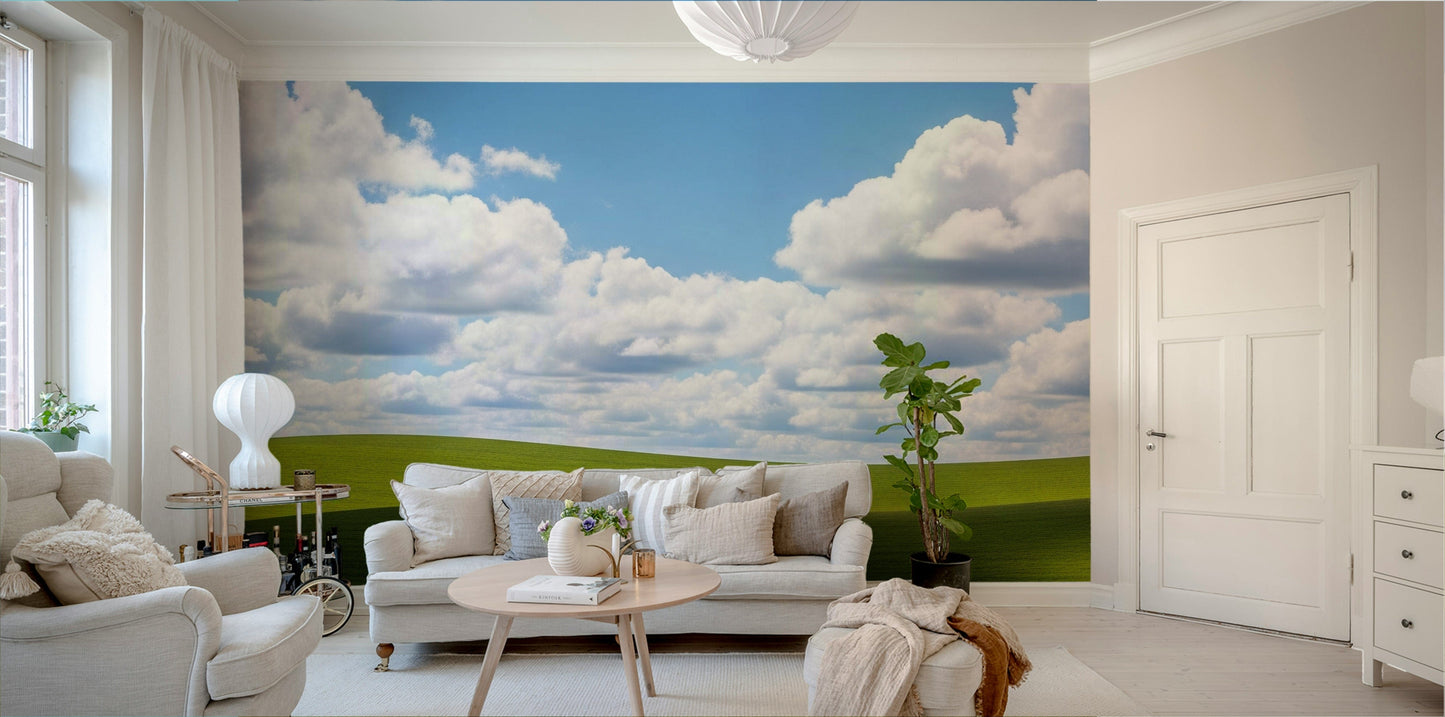 The peel and stick wallpaper showing realistic nature textures.