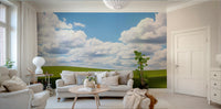 The peel and stick wallpaper showing realistic nature textures.