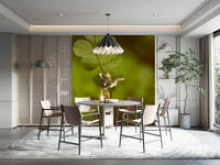 A calming green design wallpaper mural that defines a space.

