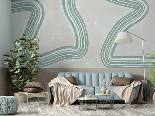 A beautiful modern art wall mural for a living room.

