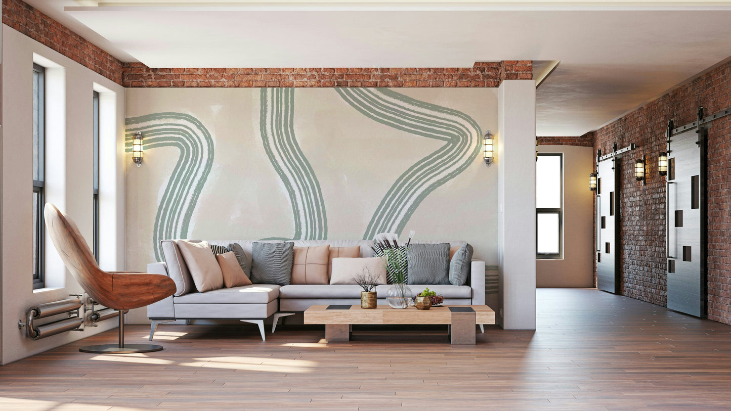 A peaceful subtle pattern mural on decorative wallpaper.

