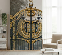 Professional office space with a scenic park mural for a sense of depth.