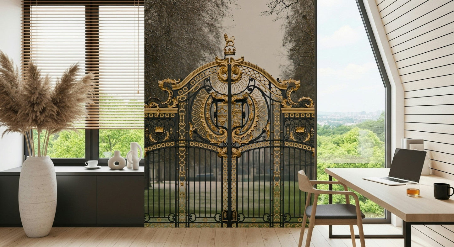 Detailed view of the matte finish on a botanical and gate wall decor piece.