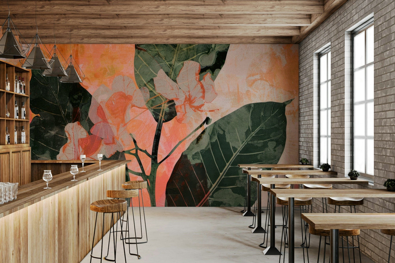 A classic soft floral wallpaper for walls.

