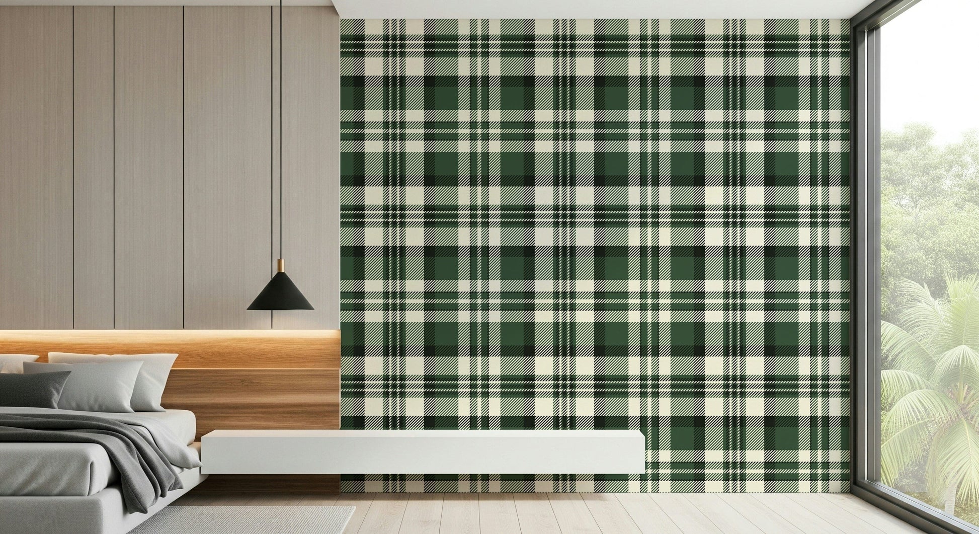 Stylish Modern Green Plaid wallpaper with a refreshing and contemporary design.