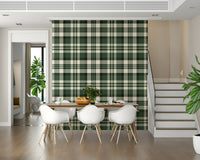 Modern Green Plaid wallpaper for a chic, nature-inspired interior look.