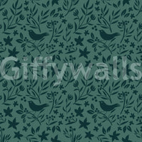 Charming Green Scandinavian design with decorative bird details.