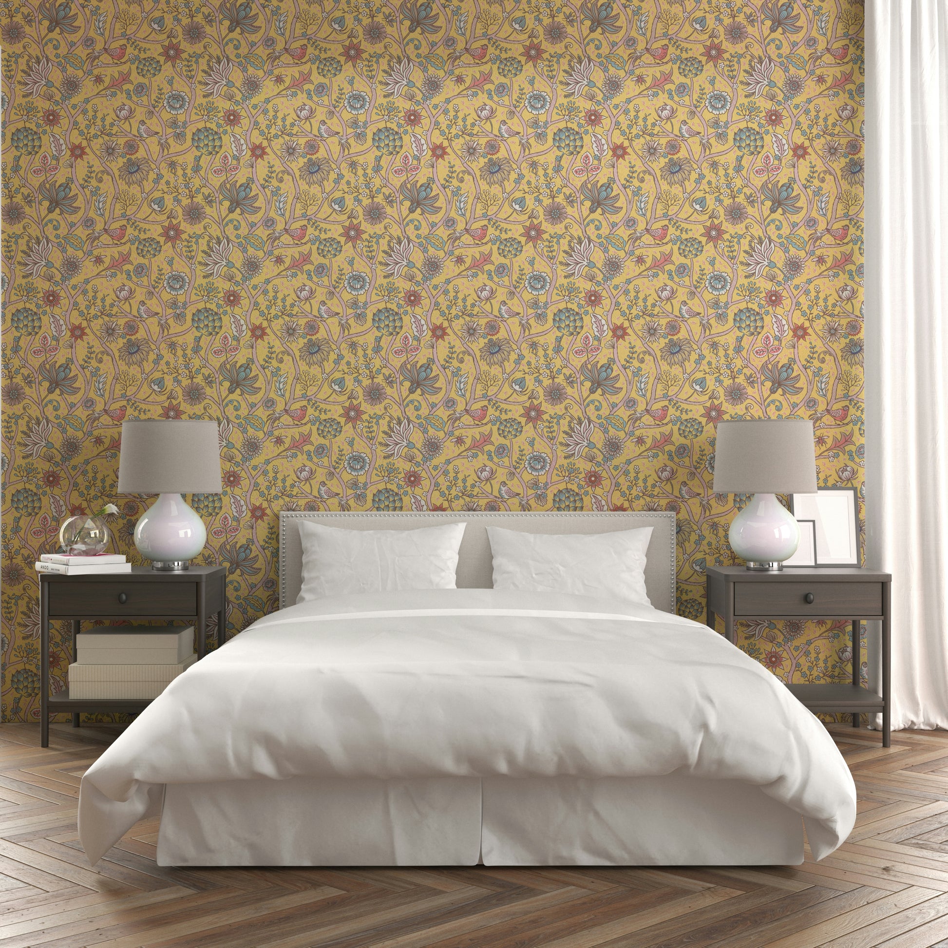 Cultural Tree of Life wallpaper in bright tones

