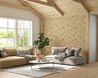 Spiritual green tree wallpaper on yellow

