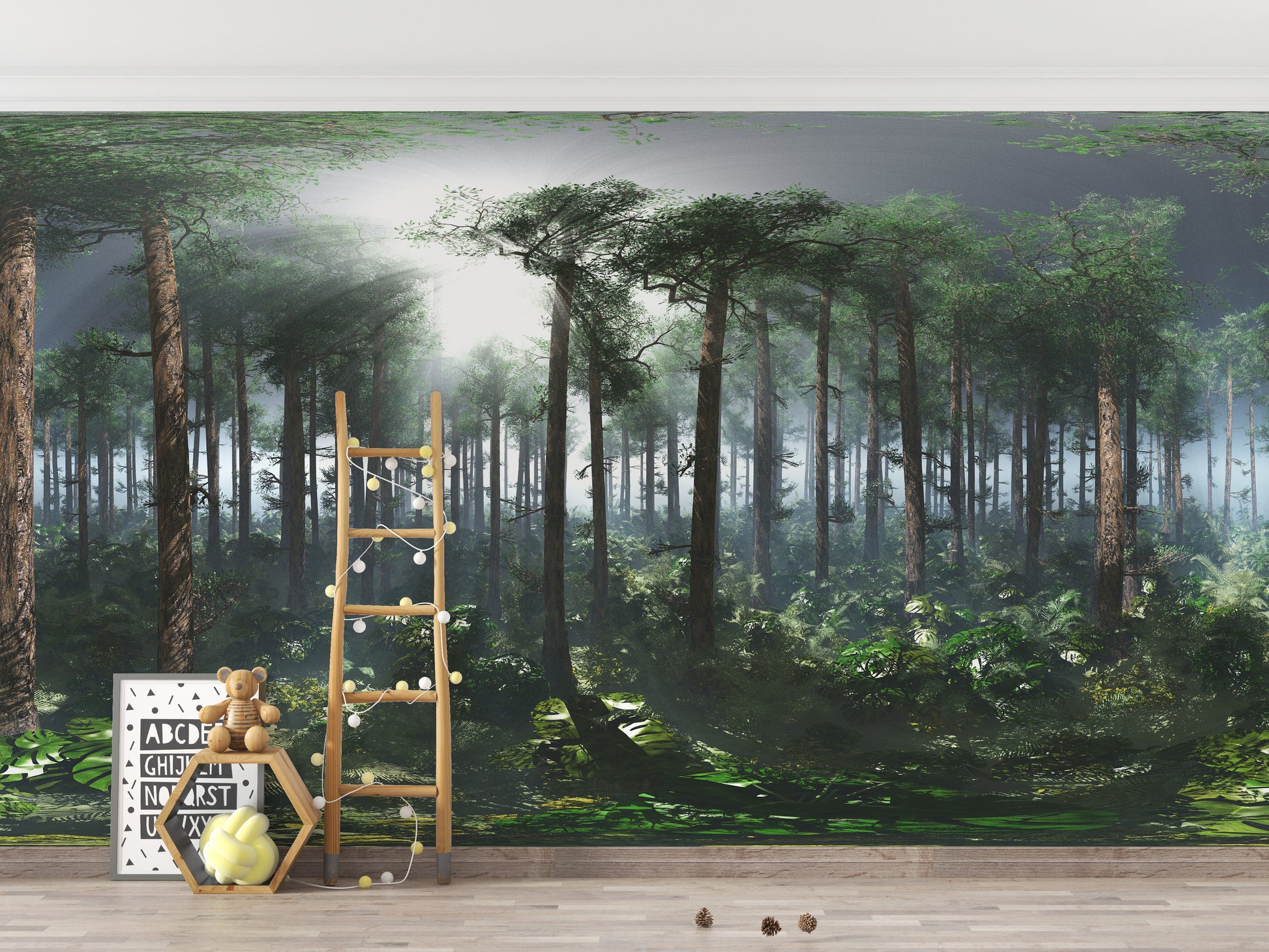 Green Tropical Foggy Forest Wallpaper Murals - Giffywalls