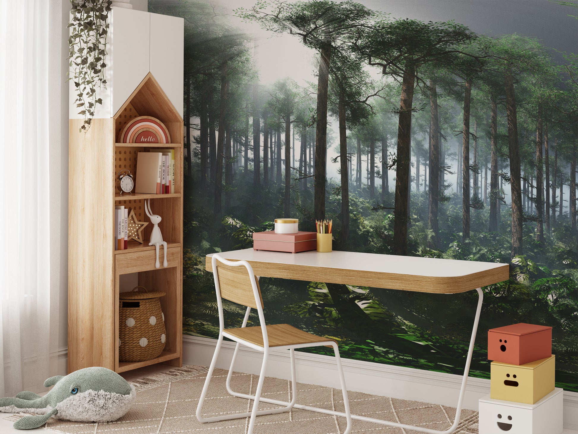 Green Tropical Foggy Forest Wallpaper Murals - Giffywalls