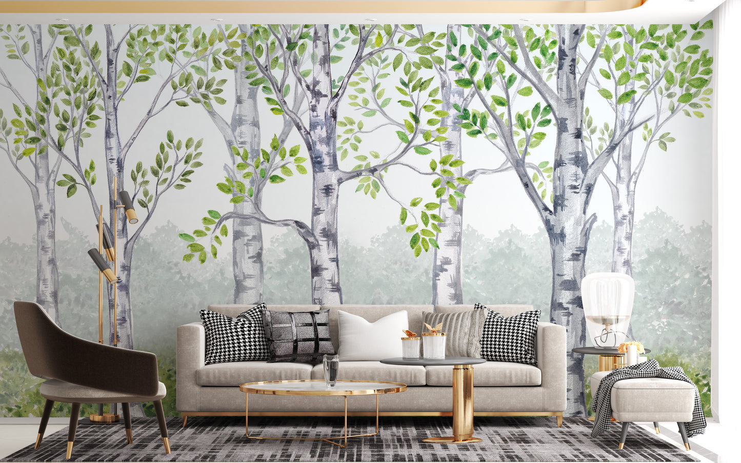 Green Watercolor Wood Kids Room Wallpaper Mural - Giffywalls