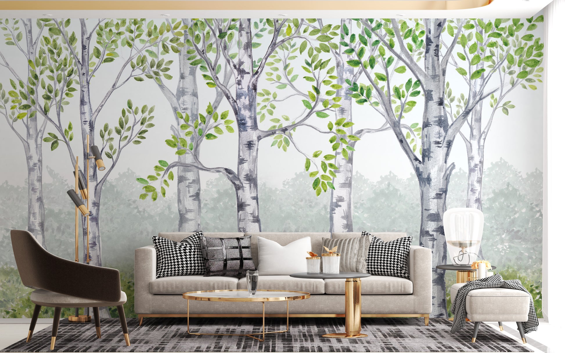 Green Watercolor Wood Kids Room Wallpaper Mural - Giffywalls