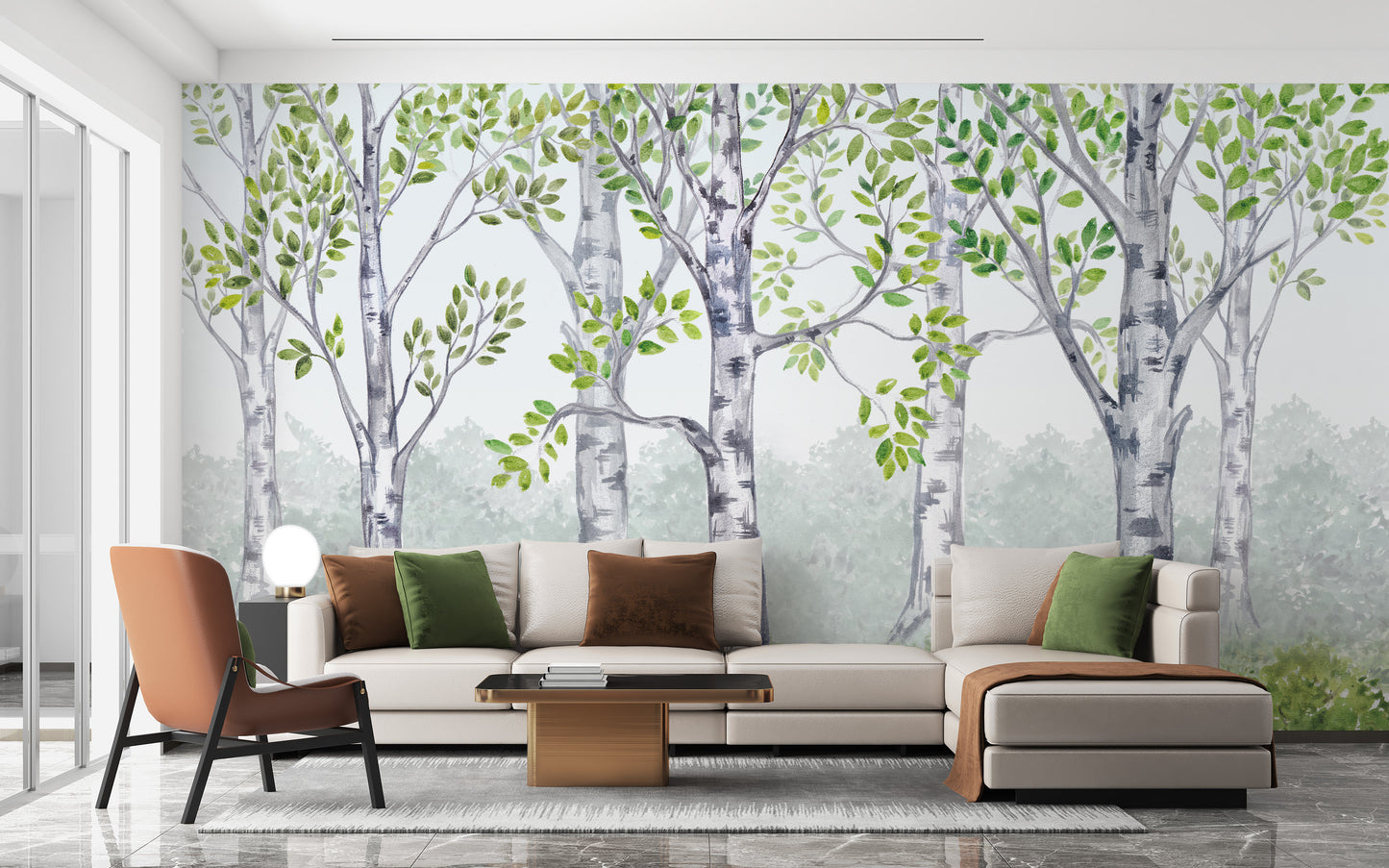 Green Watercolor Wood Kids Room Wallpaper Mural - Giffywalls