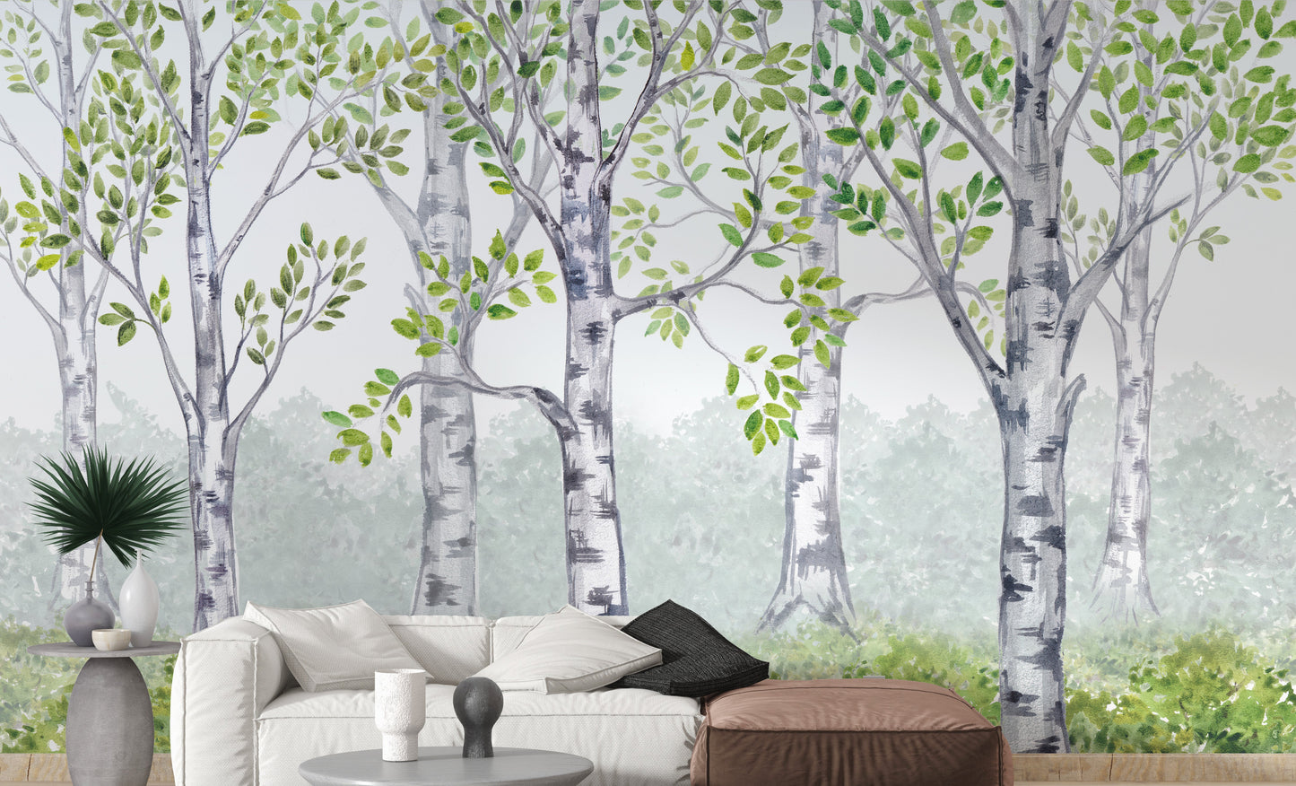 Green Watercolor Wood Kids Room Wallpaper Mural - Giffywalls