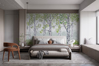 Green Watercolor Wood Kids Room Wallpaper Mural - Giffywalls