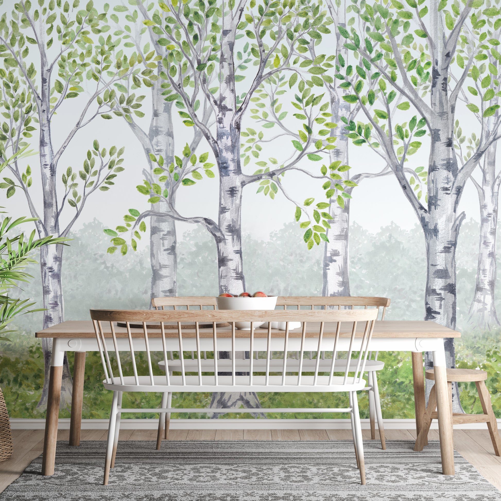 Watercolor wood wallpaper mural for kids' rooms