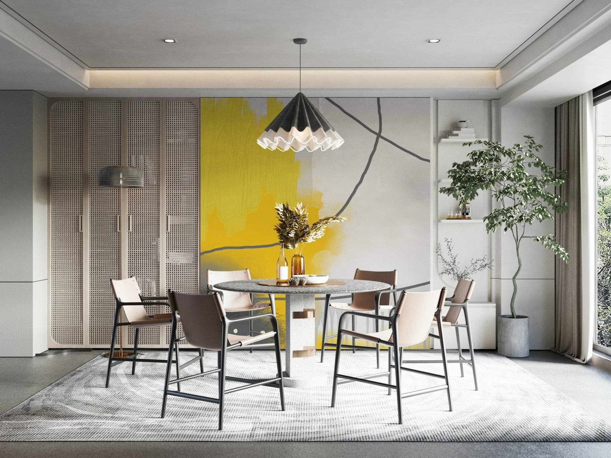 Abstract geometric wall mural

