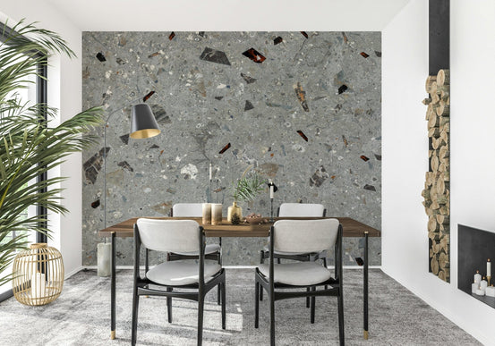 Natural Granite Pattern Terrazzo wallpaper design with earthy tones.