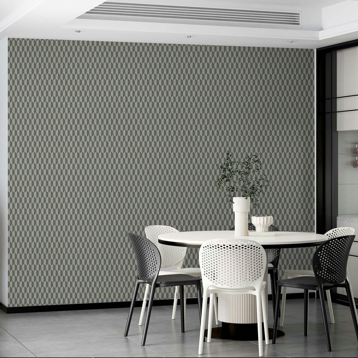 Grey optical illusion wallpaper with hexagons

