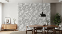 Grey leaves canopy on white botanical Wallpaper⁠
