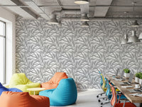Grey leaves canopy on white botanical Wallpaper⁠