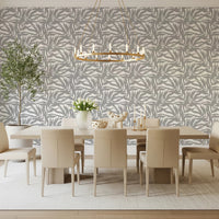 Grey leaves canopy on white botanical Wallpaper⁠