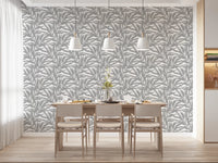 Grey leaves canopy on white botanical Wallpaper⁠