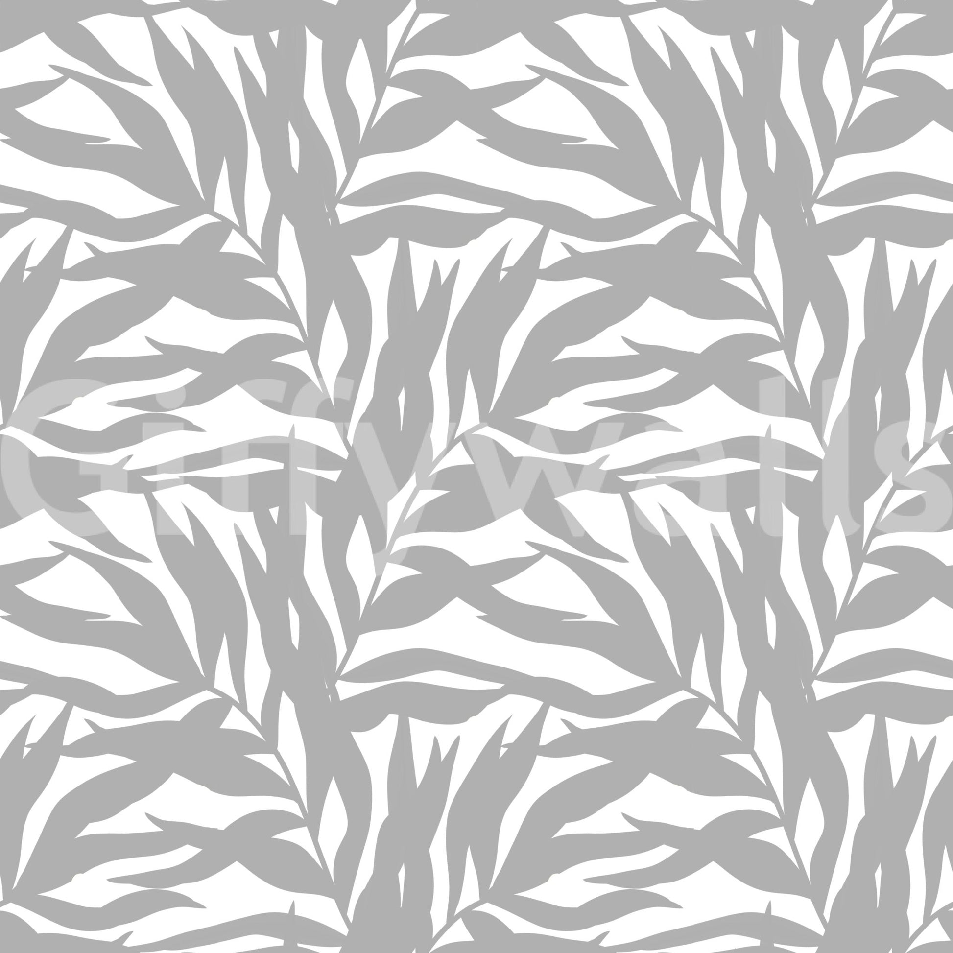 Grey leaves canopy on white botanical Wallpaper⁠
