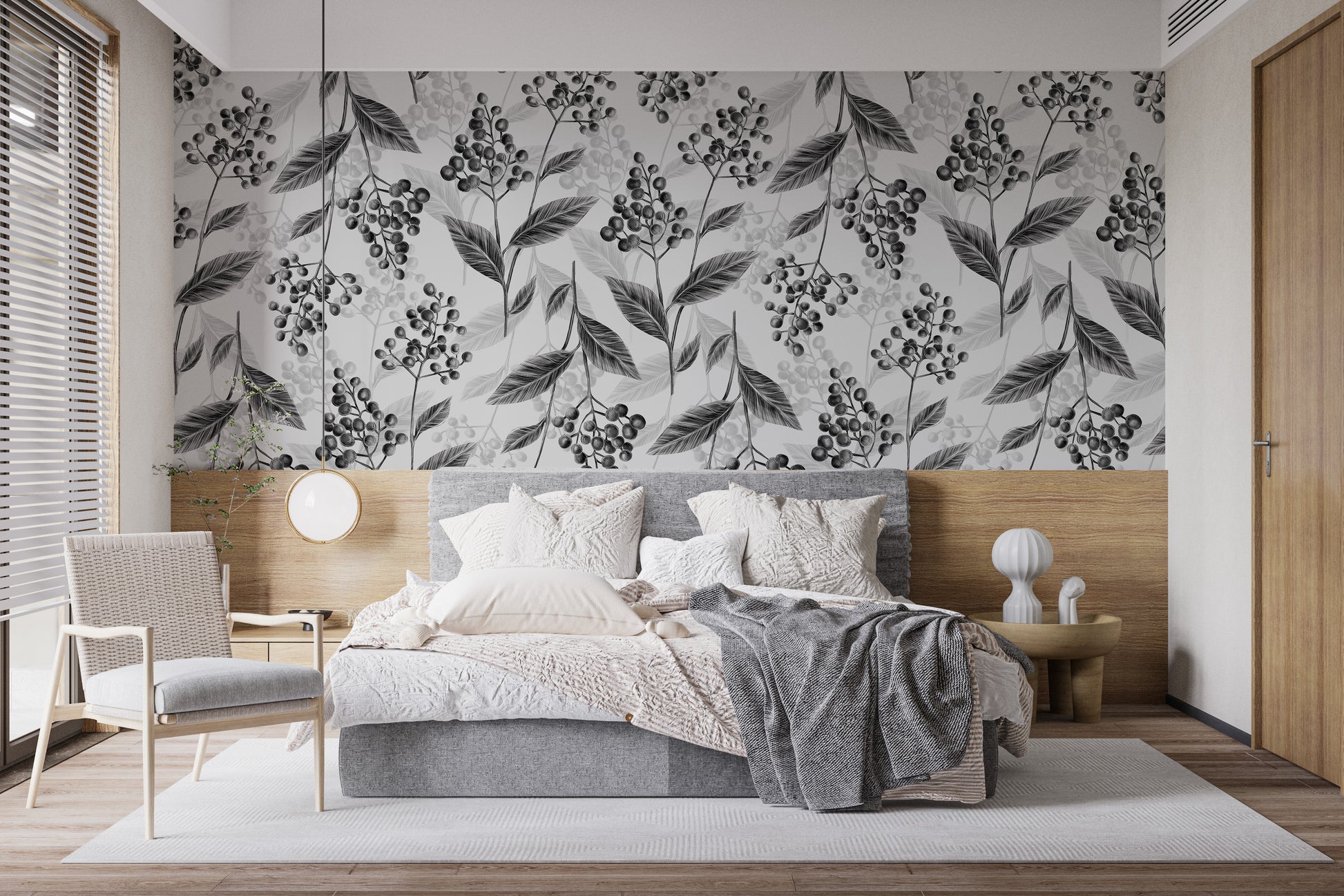 Grey Olives Leaves Mural Wallpaper Mural - Giffywalls