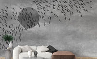 Gothic Flock Gray Halloween Wall Covering Wallpaper - Giffywalls