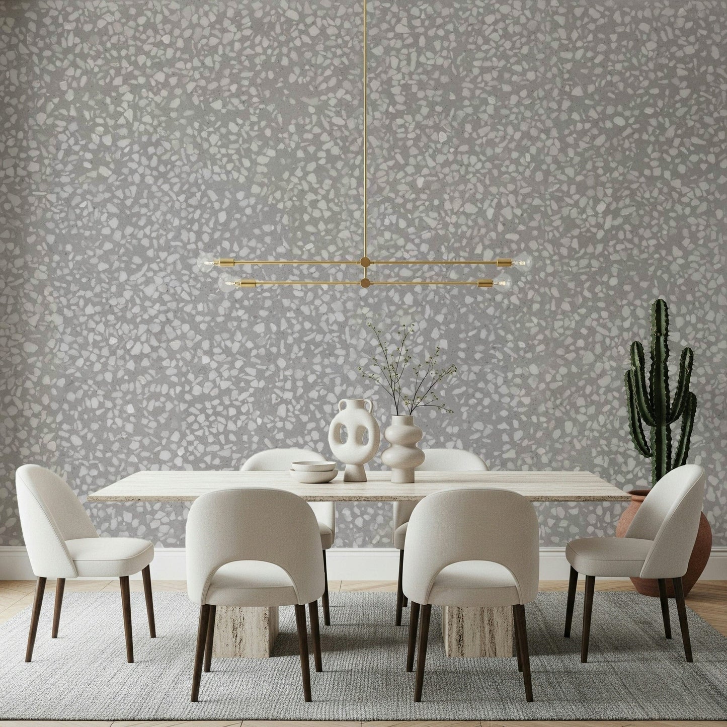 Subtle Grey Terrazzo Effect wallpaper fine stone flecks.