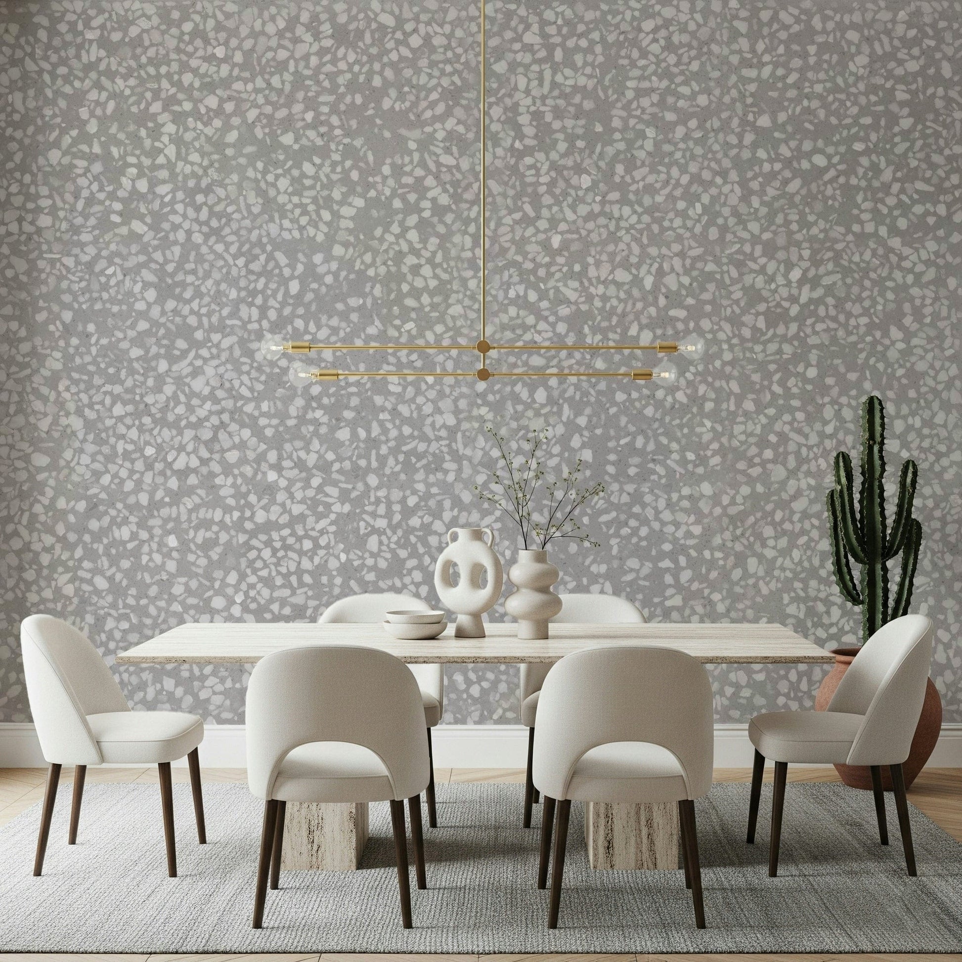 Subtle Grey Terrazzo Effect wallpaper fine stone flecks.