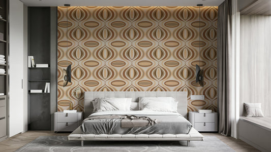 A wallpaper with a wavy, flowing pattern of wiggly lines.

